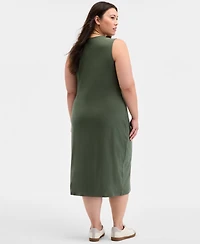 On 34th Trendy Plus Size Striped Knot-Front Knit Midi Dress, Exclusively at Macy's