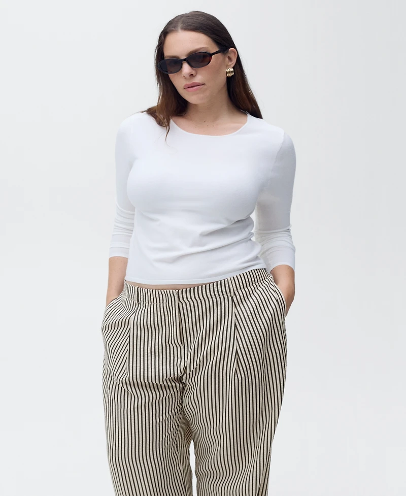 Mango Women's Texture Striped Pants