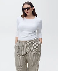 Mango Women's Texture Striped Pants