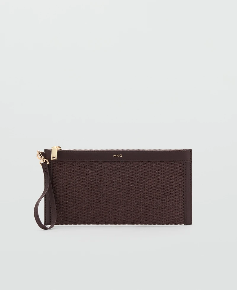 Mango Women's Natural Fiber Clutch Bag