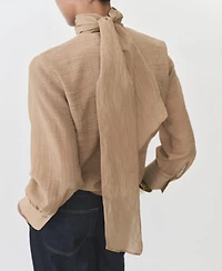 Mango Women's Textured Bow Blouse