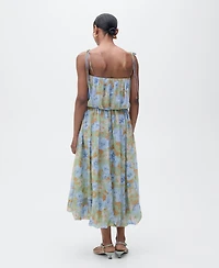Mango Women's Gathered Waist Floral-Print Dress