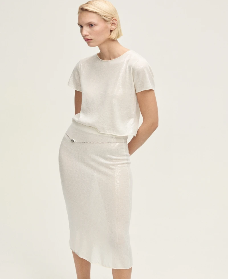 Mango Women's Sequin Pencil Knit Skirts