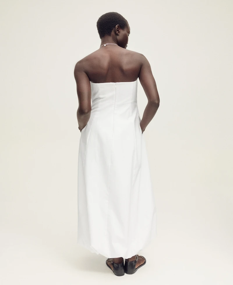 Mango Women's Puffed Hem Strapless Dress