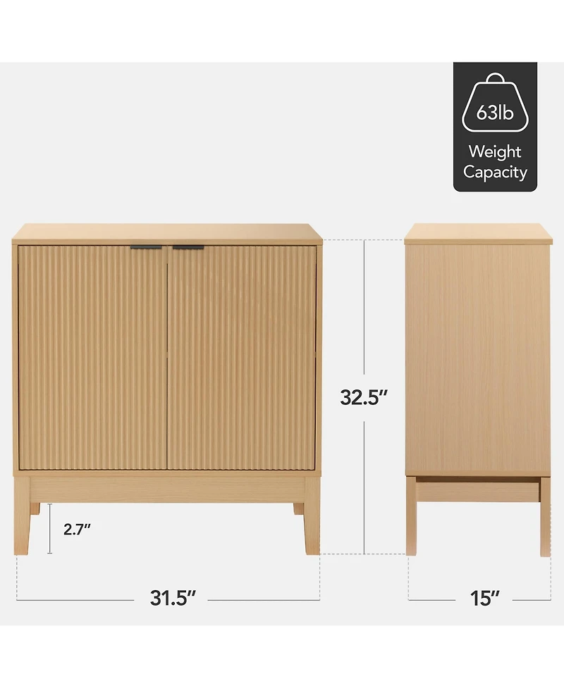Best Choice Products 2-Door Reeded Storage Cabinet w/ Soft-Close Doors, Multipurpose Accent Furniture