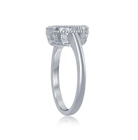 Sterling Silver Square Blue Inlay Synthetic Opal Ring