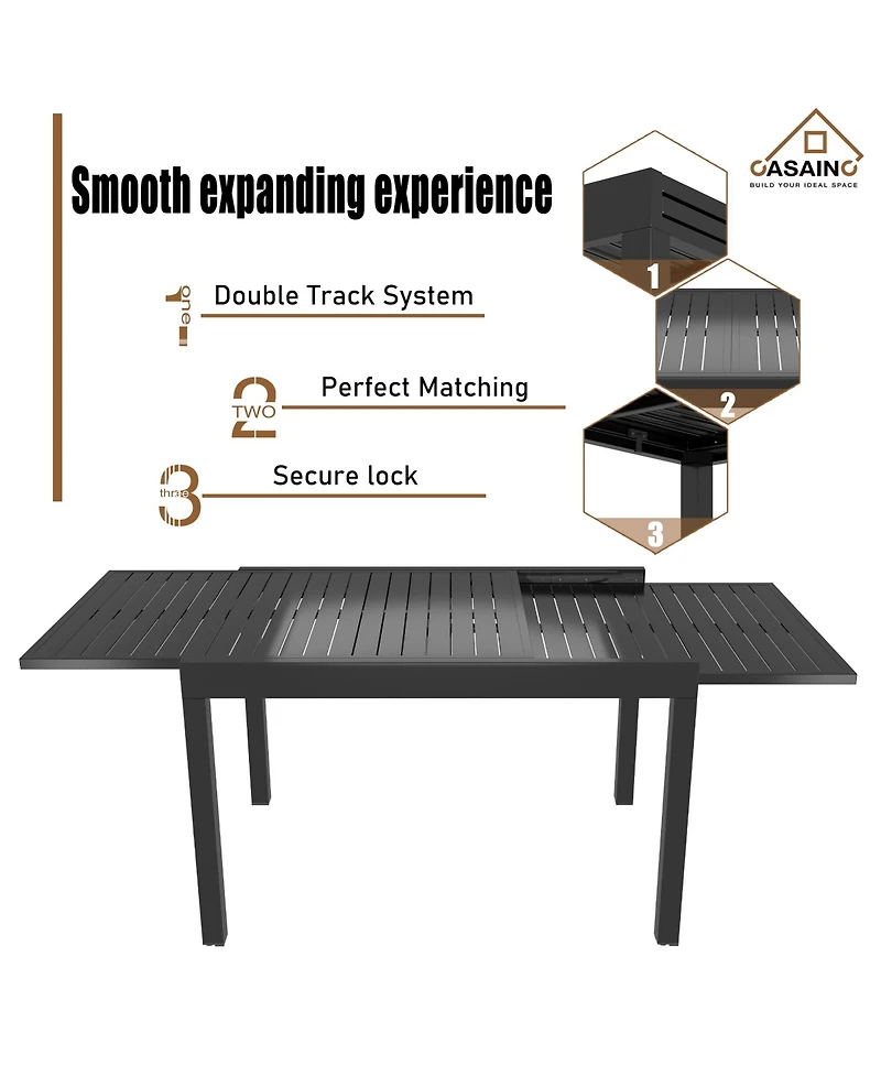 Casainc Aluminum Patio Outdoor Extendable Dining Table