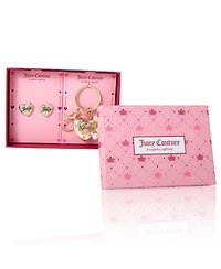 Juicy Couture Gold-Tone Heart Keychain & Earring Set with Crystal Accents