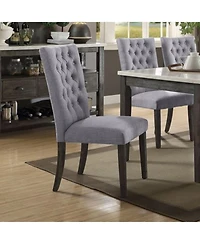 Set of Two Tufted Upholstered Side Chairs for Dining Room or Breakfast Table