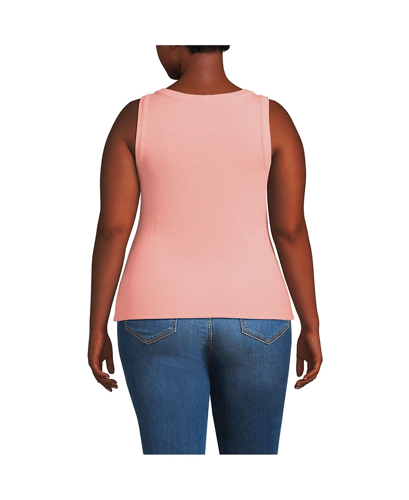 Lands' End Plus Drapey Rib Fitted Tank Top