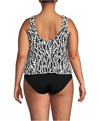 Lands' End Women's Ddd-Cup Tie Shoulder Flutter Tankini Top