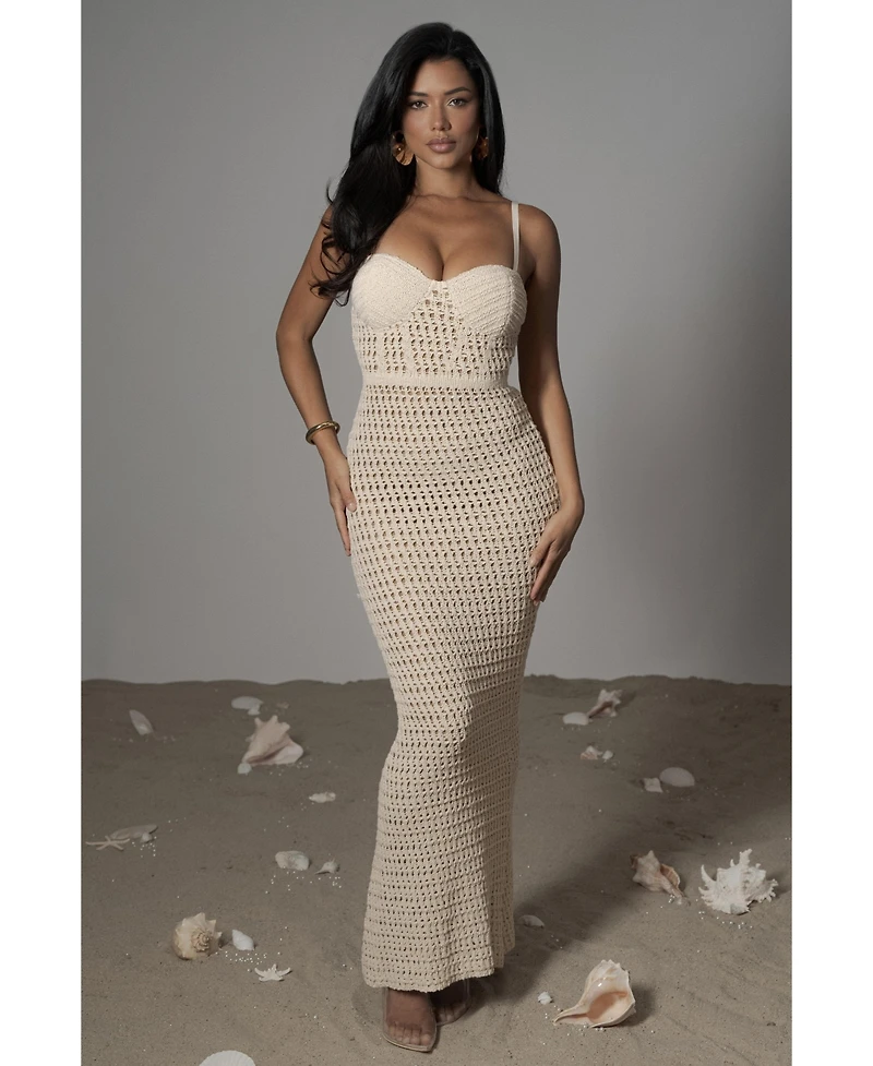 Jluxlabel Women's Deep Sea Crochet Maxi Dress