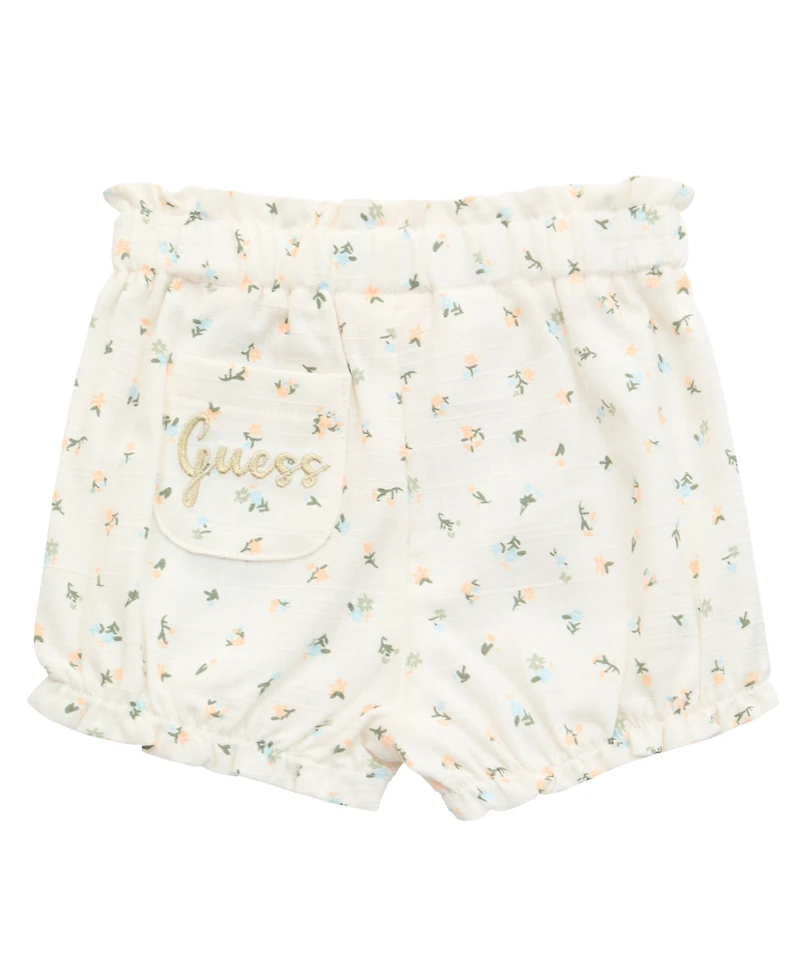 Guess Baby Girls 3-Piece Short Sleeve T-Shirt, Shorts, and Bucket Hat Set
