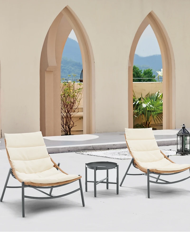 Manhattan Comfort Sunset Modern Upholstered Patio Conversation Set