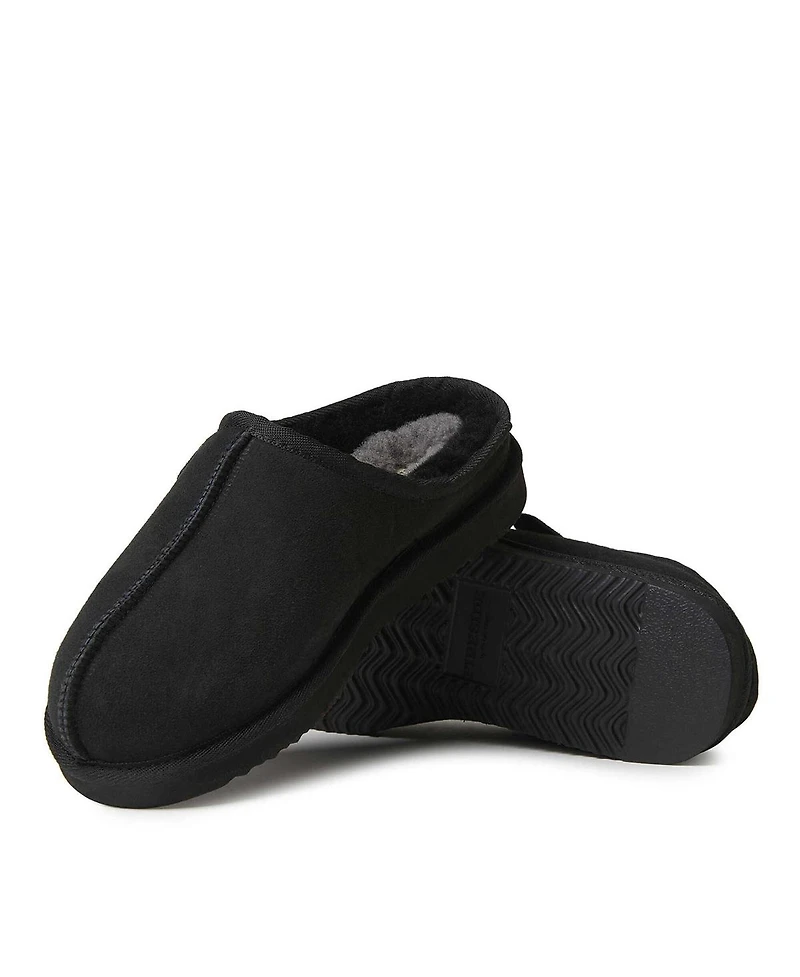 Dearfoams Men's Fireside By Grafton Genuine Shearling Clog Slipper