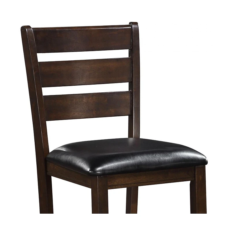 Set of Two Faux Leather And Solid Wood Counter Height Bar Chairs