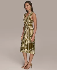 Donna Karan New York Women's Printed V-Neck Sleeveless Dress