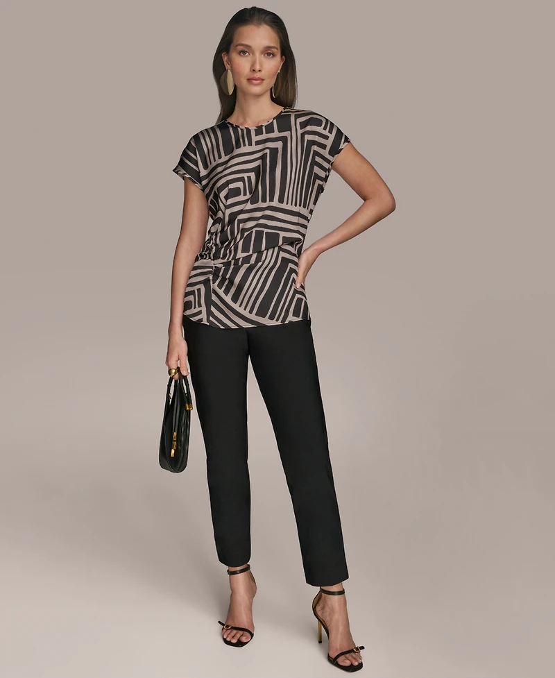 Donna Karan New York Women's Cap-Sleeve Printed Top