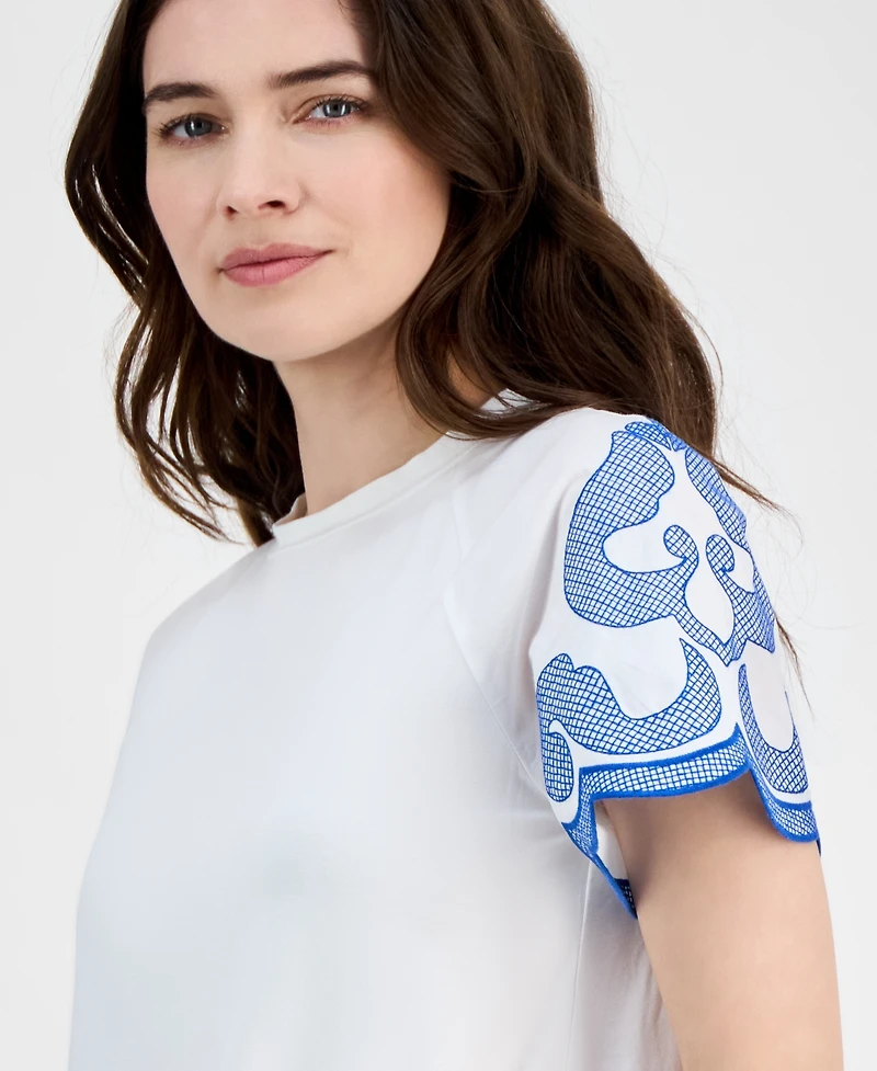 T Tahari Women's Printed Short-Sleeve Top