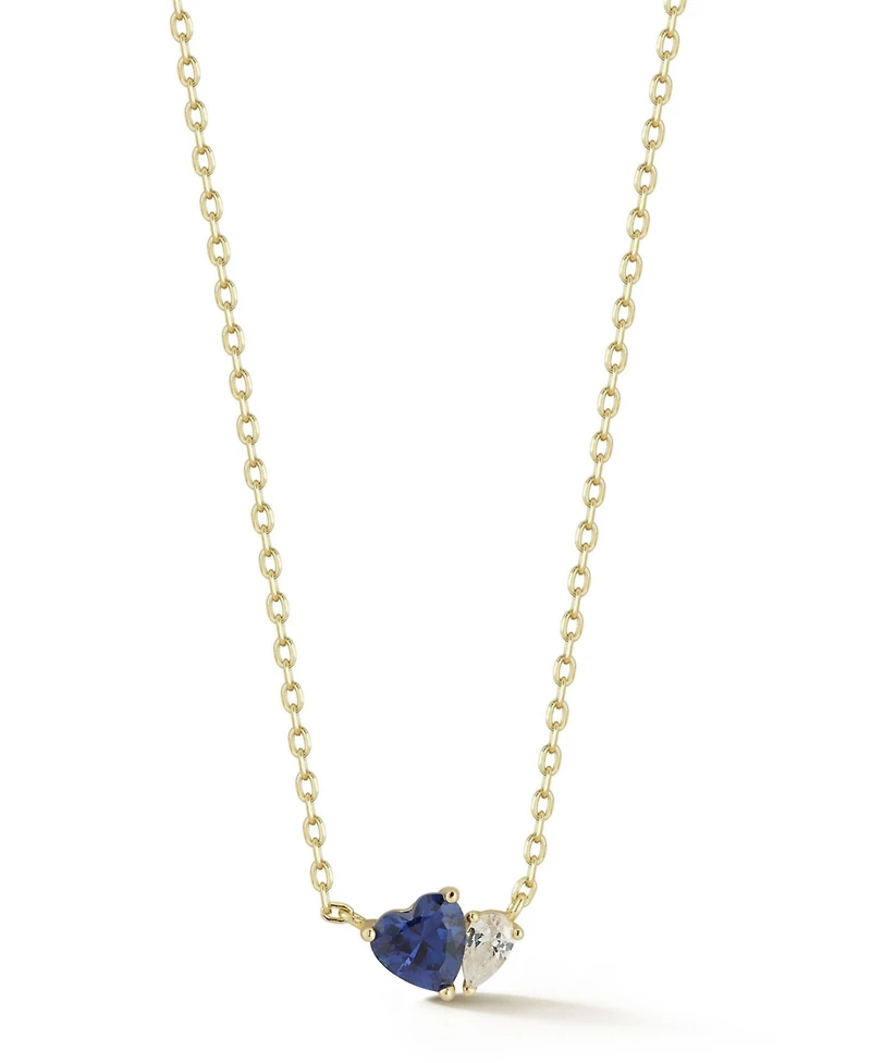 Rachel Zoe 14K Gold Plated Sterling Silver Dainty Two-Stone Heart Necklace