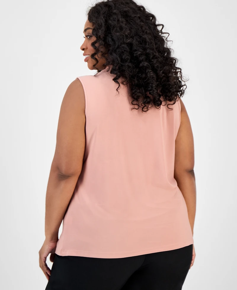 Kasper Plus Twist-Front Shell Top