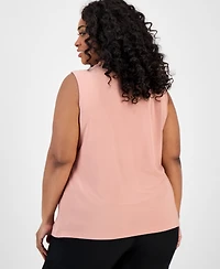 Kasper Plus Twist-Front Shell Top