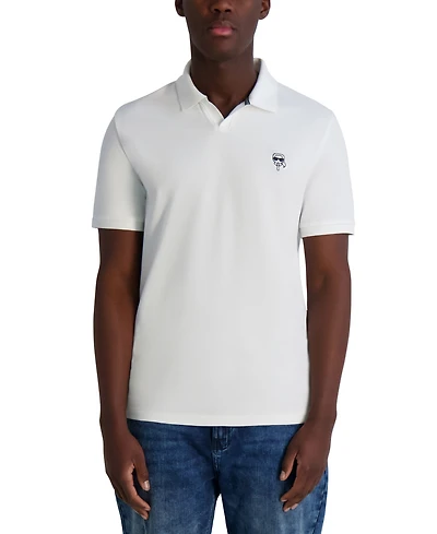 Karl Lagerfeld Paris Men's Short Sleeve Head Logo Pique Polo Shirt