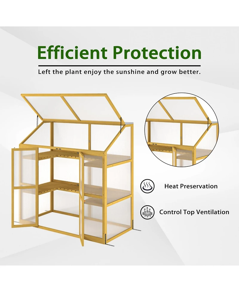 Streamdale Wooden Garden Greenhouse Polycarbonate Shed for Plant Protection