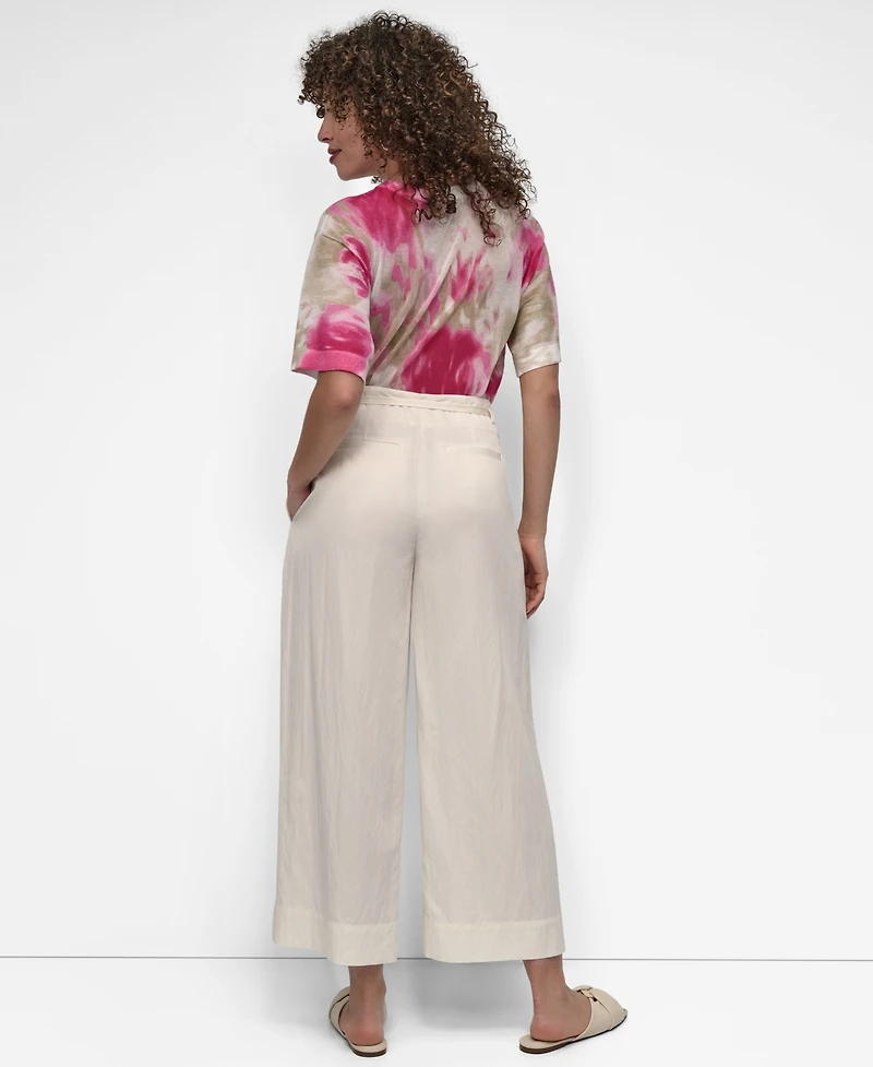 Dkny Women's Belted High Rise Pleated Twill Pants
