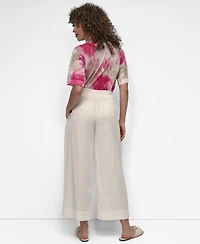 Dkny Women's Belted High Rise Pleated Twill Pants