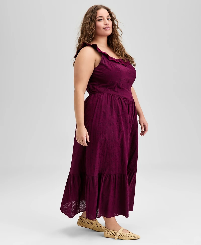 And Now This Trendy Plus Cotton Ruffle-Trim Maxi Dress, Exclusively at Macy's