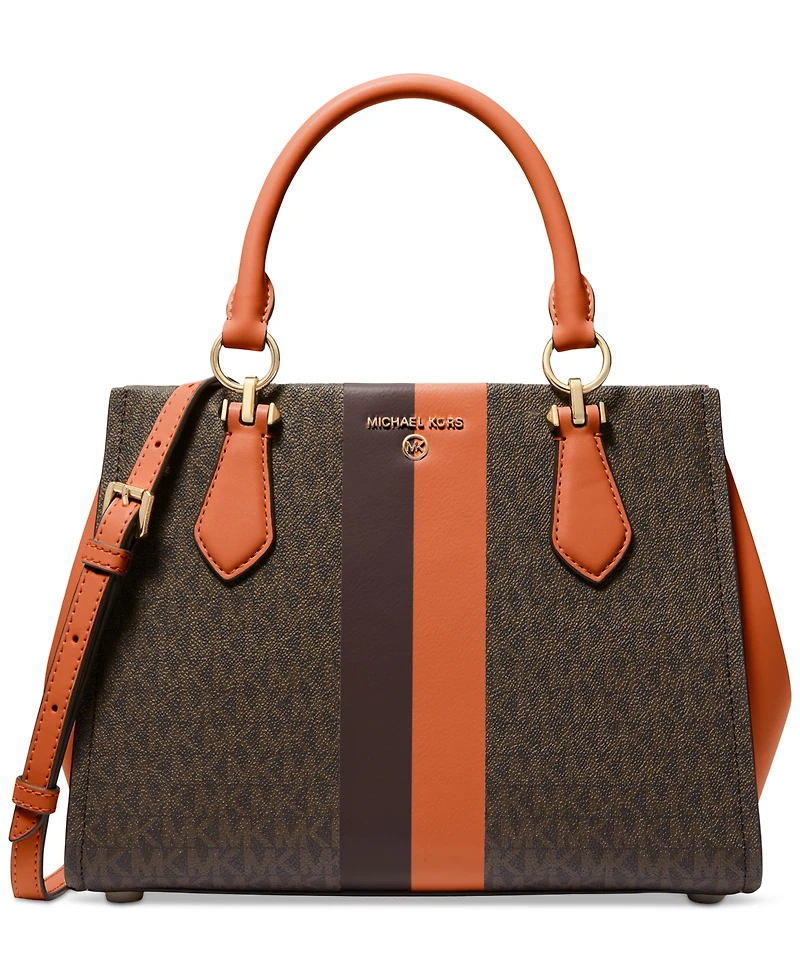 Michael Michael Kors Logo Marilyn Medium Stripe Satchel
