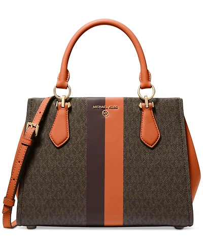 Michael Michael Kors Logo Marilyn Medium Stripe Satchel