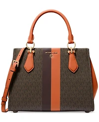 Michael Michael Kors Logo Marilyn Medium Stripe Satchel