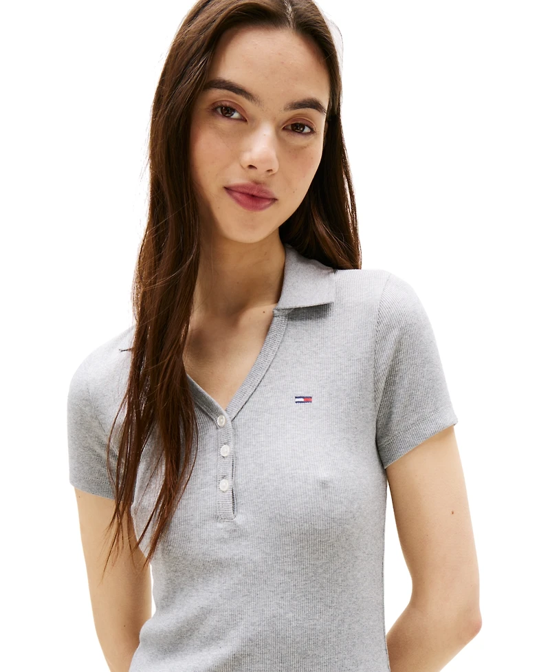 Tommy Jeans Women's Fit & Flare Ribbed Polo Dress