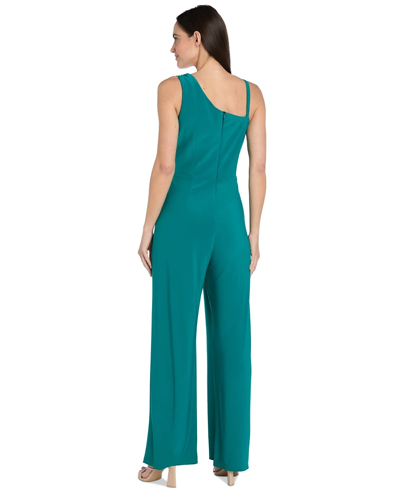 R & M Richards Plus Asymmetric Overlay Jumpsuit