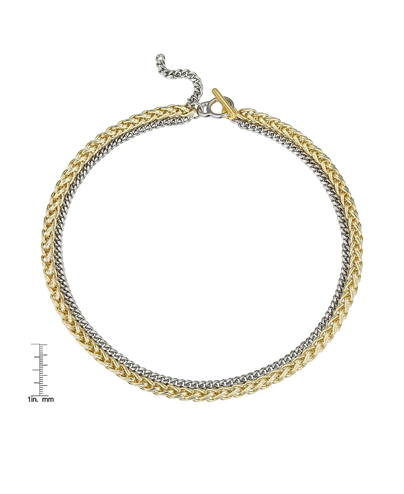 Macy's Two-Tone Chain Textured 14K Gold Plate Necklace