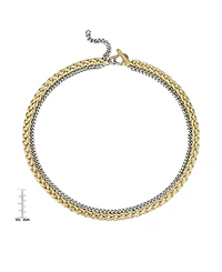Macy's Two-Tone Chain Textured 14K Gold Plate Necklace
