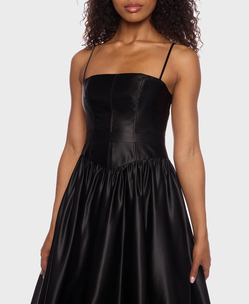 Alex & Sophia Juniors' Satin Corset Fit Flare Dress