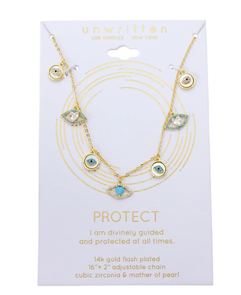 Unwritten Cubic Zirconia Evil Eye Charm Necklace