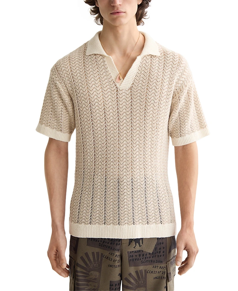 Scotch & Soda Men's Structured Knit Sweater Polo Shirt