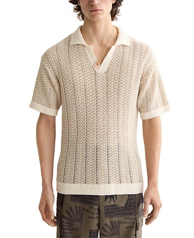 Scotch & Soda Men's Structured Knit Sweater Polo Shirt