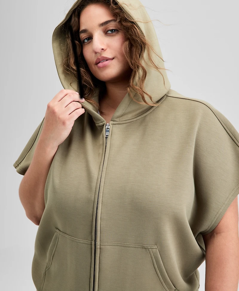 And Now This Trendy Plus Size Cap-Sleeve Scuba-Knit Hoodie, Exclusively at Macy's