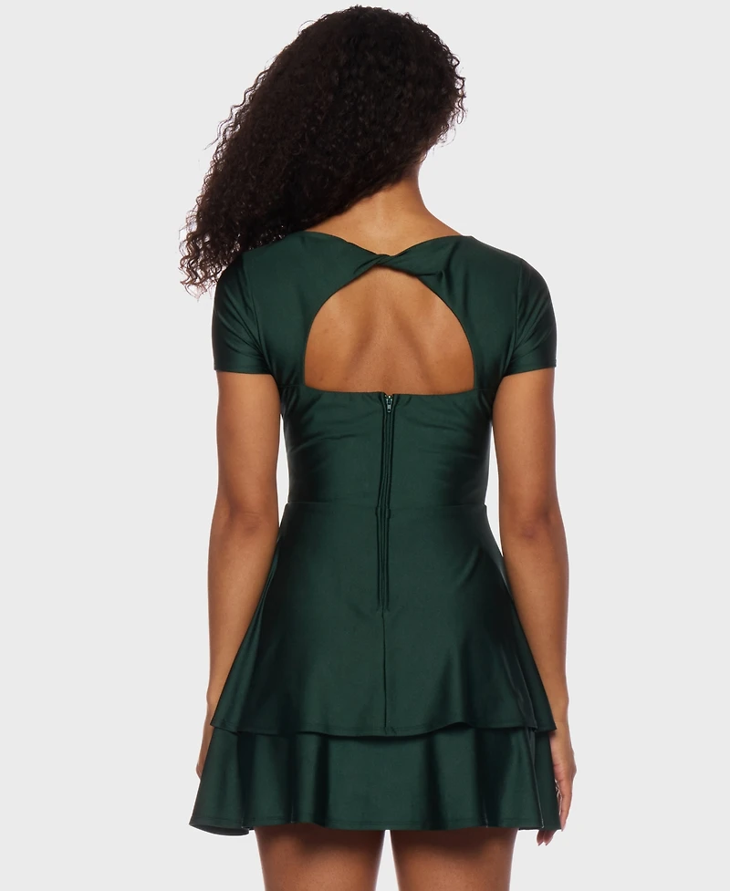 B Darlin Juniors' Cutout-Back Tiered Mini Dress