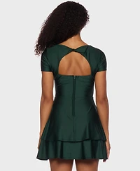 B Darlin Juniors' Cutout-Back Tiered Mini Dress