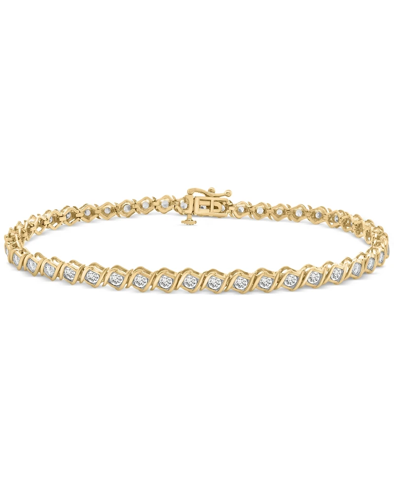 Diamond Swirl Link Tennis Bracelet (2 ct. t.w.) in 10k Gold, Exclusively at Macy's