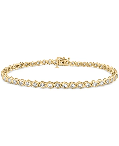 Diamond Swirl Link Tennis Bracelet (2 ct. t.w.) in 10k Gold, Exclusively at Macy's