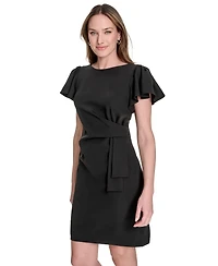 Tommy Hilfiger Women's Flutter-Sleeve Side-Drape Dress