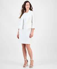 Le Suit Women's Shawl-Collar Jacket & Sleeveless Dress Set, Regular Petite