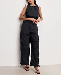 Good American Women's Cotton Twill Drawcord-Hem Parachute Pants